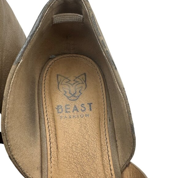 Beast Fashion Womens Size 7.5  Taupe Crisscross Leather Open-Toe Flats - Picture 3 of 9